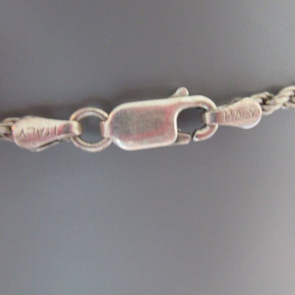 Sterling Silver Chain & Sterling and Gray Natural Stone Large Pendant Necklace - Picture 3 of 15